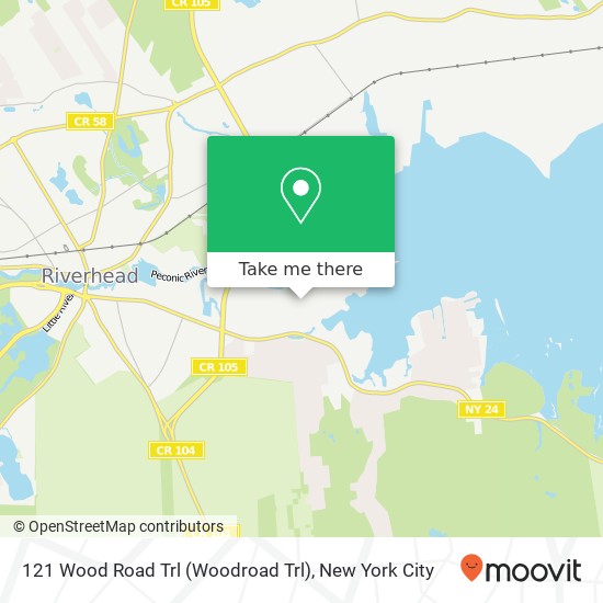 121 Wood Road Trl (Woodroad Trl), Riverhead (RIVERHEAD), NY 11901 map