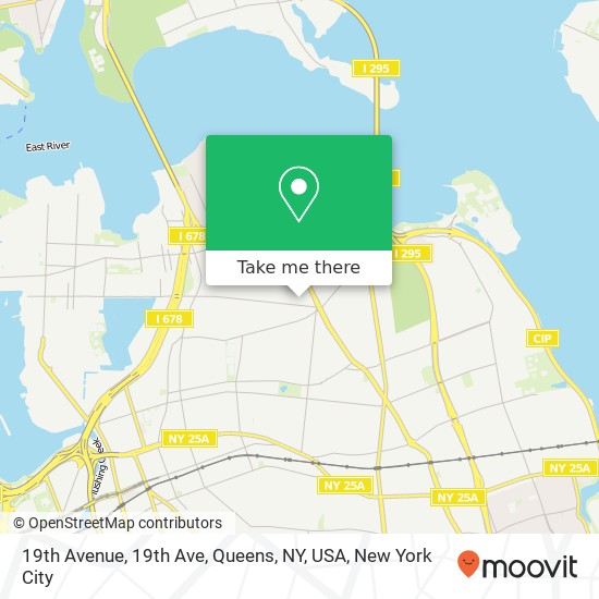 Mapa de 19th Avenue, 19th Ave, Queens, NY, USA