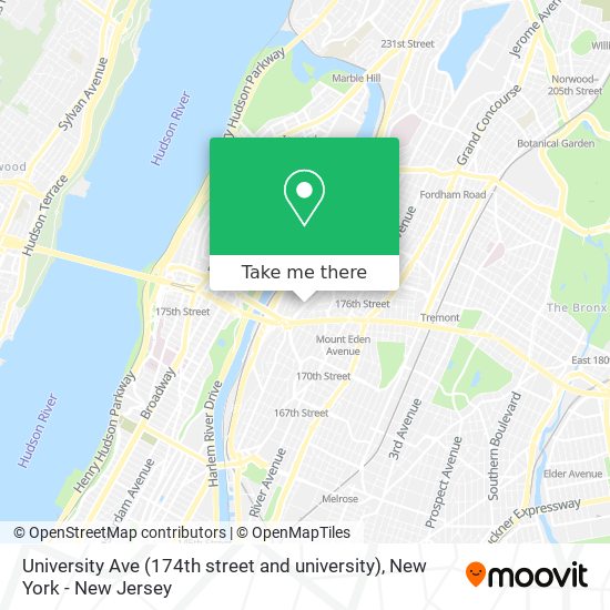 Mapa de University Ave (174th street and university)