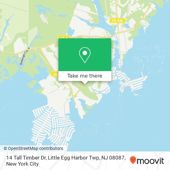 Mapa de 14 Tall Timber Dr, Little Egg Harbor Twp, NJ 08087