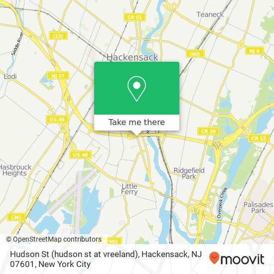 Hudson St (hudson st at vreeland), Hackensack, NJ 07601 map