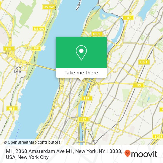 Mapa de M1, 2360 Amsterdam Ave M1, New York, NY 10033, USA