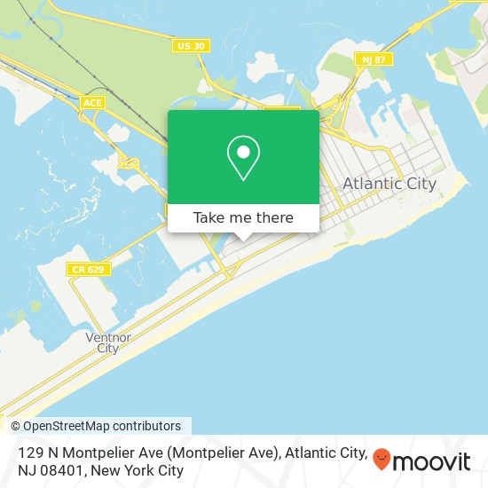Mapa de 129 N Montpelier Ave (Montpelier Ave), Atlantic City, NJ 08401