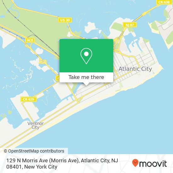 Mapa de 129 N Morris Ave (Morris Ave), Atlantic City, NJ 08401