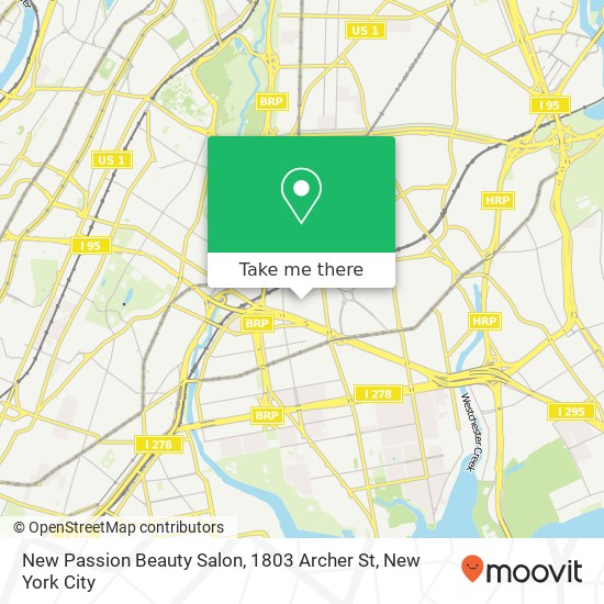 Mapa de New Passion Beauty Salon, 1803 Archer St