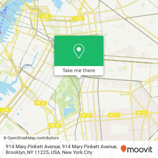 Mapa de 914 Mary Pinkett Avenue, 914 Mary Pinkett Avenue, Brooklyn, NY 11225, USA