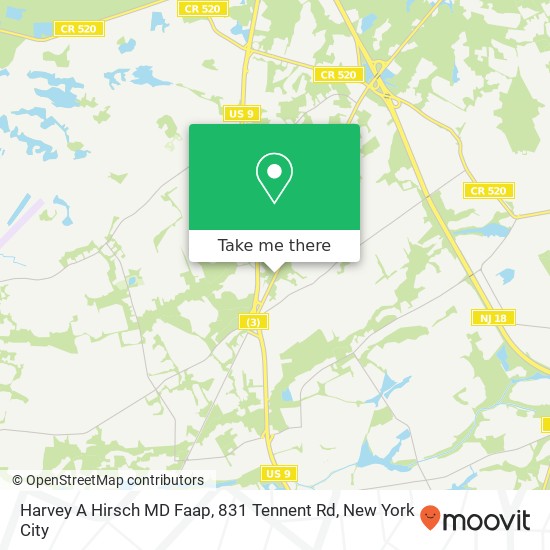 Harvey A Hirsch MD Faap, 831 Tennent Rd map