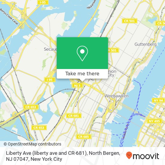 Mapa de Liberty Ave (liberty ave and CR-681), North Bergen, NJ 07047