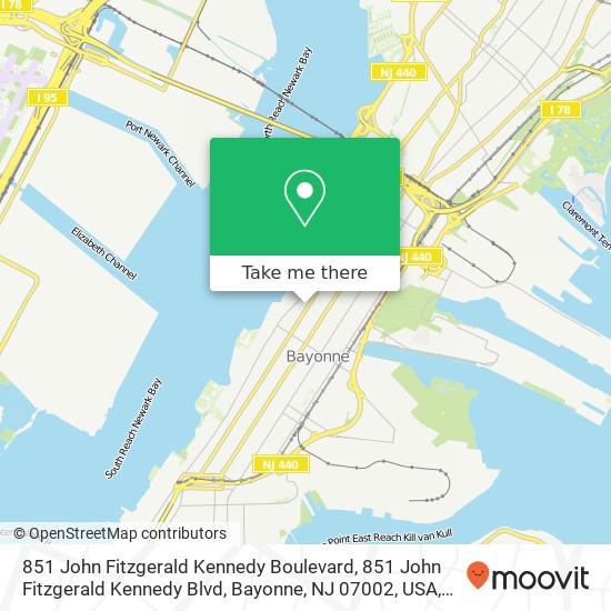 851 John Fitzgerald Kennedy Boulevard, 851 John Fitzgerald Kennedy Blvd, Bayonne, NJ 07002, USA map