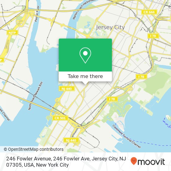 Mapa de 246 Fowler Avenue, 246 Fowler Ave, Jersey City, NJ 07305, USA