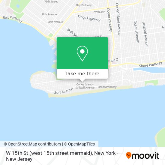 Mapa de W 15th St (west 15th street mermaid)