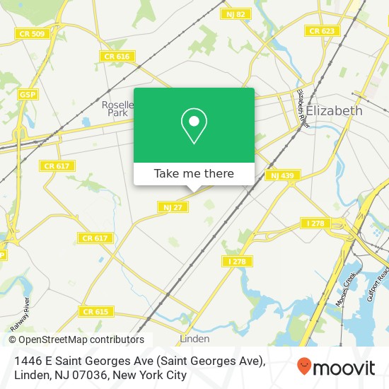 Mapa de 1446 E Saint Georges Ave (Saint Georges Ave), Linden, NJ 07036