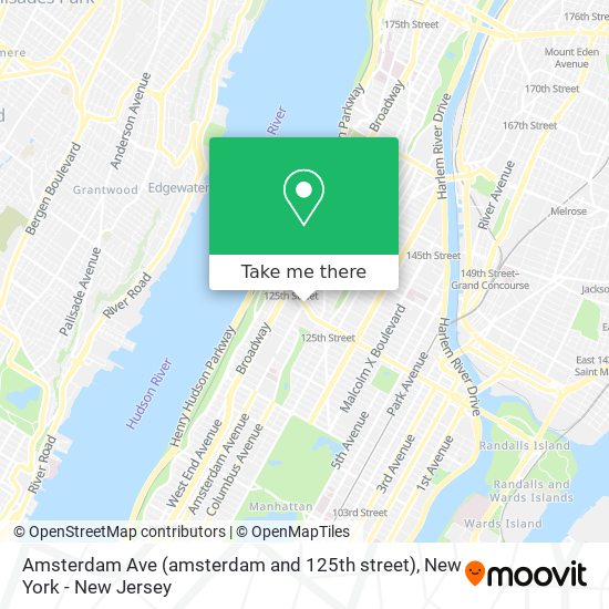 Mapa de Amsterdam Ave (amsterdam and 125th street)