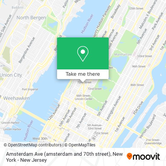 Mapa de Amsterdam Ave (amsterdam and 70th street)