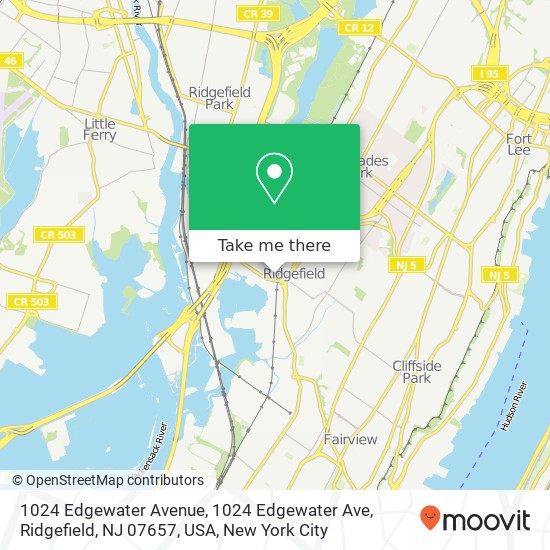 Mapa de 1024 Edgewater Avenue, 1024 Edgewater Ave, Ridgefield, NJ 07657, USA