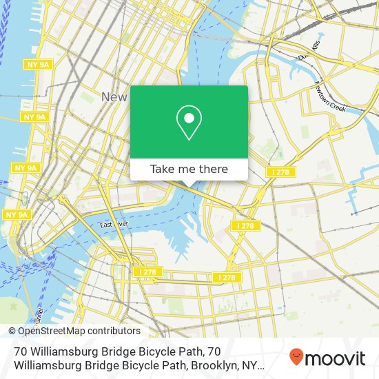 Mapa de 70 Williamsburg Bridge Bicycle Path, 70 Williamsburg Bridge Bicycle Path, Brooklyn, NY 11211, USA