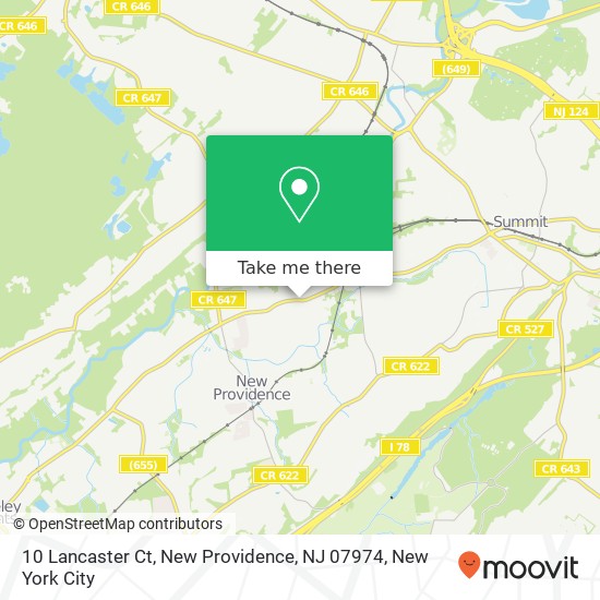 Mapa de 10 Lancaster Ct, New Providence, NJ 07974