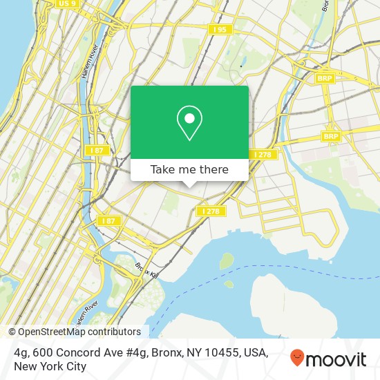 Mapa de 4g, 600 Concord Ave #4g, Bronx, NY 10455, USA