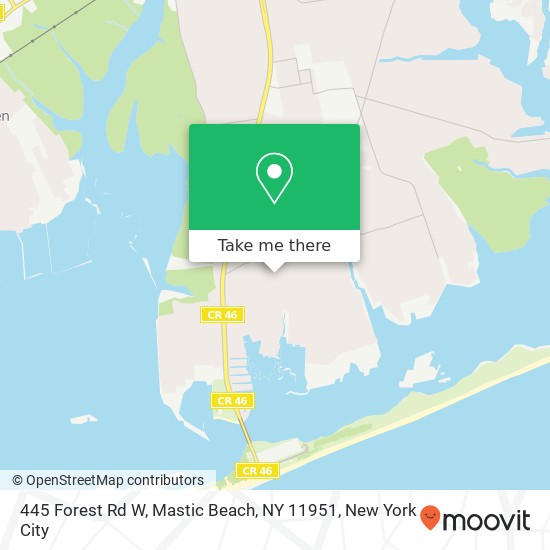 Mapa de 445 Forest Rd W, Mastic Beach, NY 11951