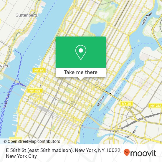 Mapa de E 58th St (east 58th madison), New York, NY 10022