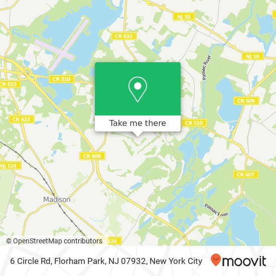 Mapa de 6 Circle Rd, Florham Park, NJ 07932