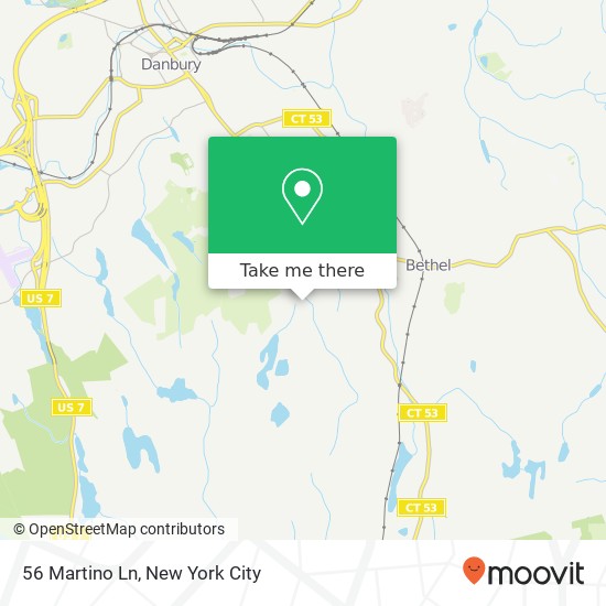 Mapa de 56 Martino Ln, Danbury, CT 06810