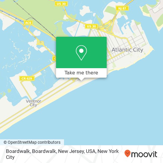 Mapa de Boardwalk, Boardwalk, New Jersey, USA
