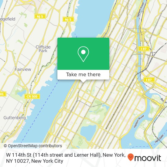 Mapa de W 114th St (114th street and Lerner Hall), New York, NY 10027