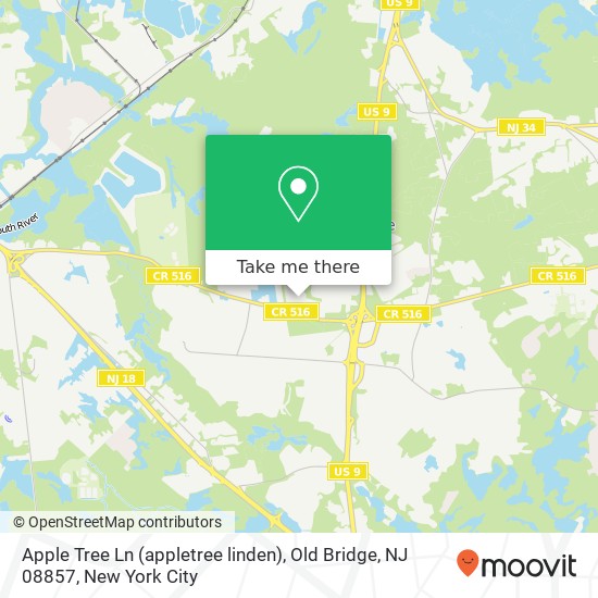 Mapa de Apple Tree Ln (appletree linden), Old Bridge, NJ 08857