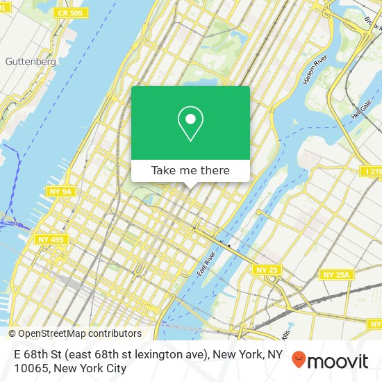 Mapa de E 68th St (east 68th st lexington ave), New York, NY 10065