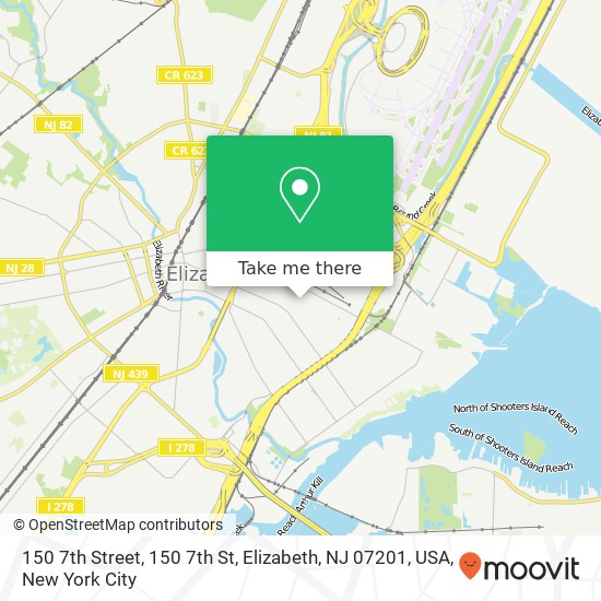 Mapa de 150 7th Street, 150 7th St, Elizabeth, NJ 07201, USA