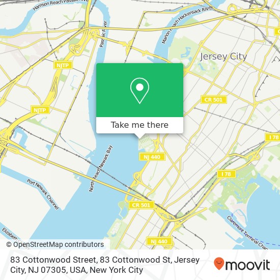 83 Cottonwood Street, 83 Cottonwood St, Jersey City, NJ 07305, USA map