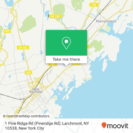 1 Pine Ridge Rd (Pineridge Rd), Larchmont, NY 10538 map