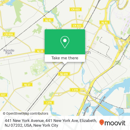 Mapa de 441 New York Avenue, 441 New York Ave, Elizabeth, NJ 07202, USA