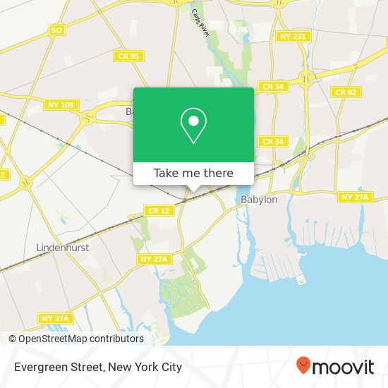 Mapa de Evergreen Street, Evergreen St, West Babylon, NY 11704, USA