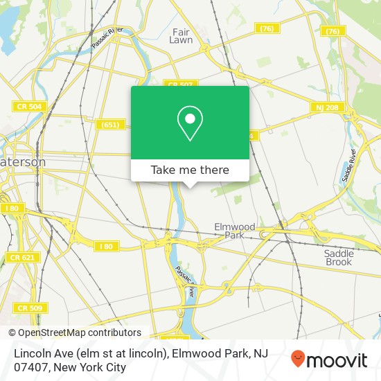 Lincoln Ave (elm st at lincoln), Elmwood Park, NJ 07407 map