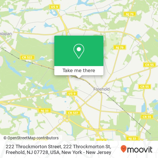 Mapa de 222 Throckmorton Street, 222 Throckmorton St, Freehold, NJ 07728, USA