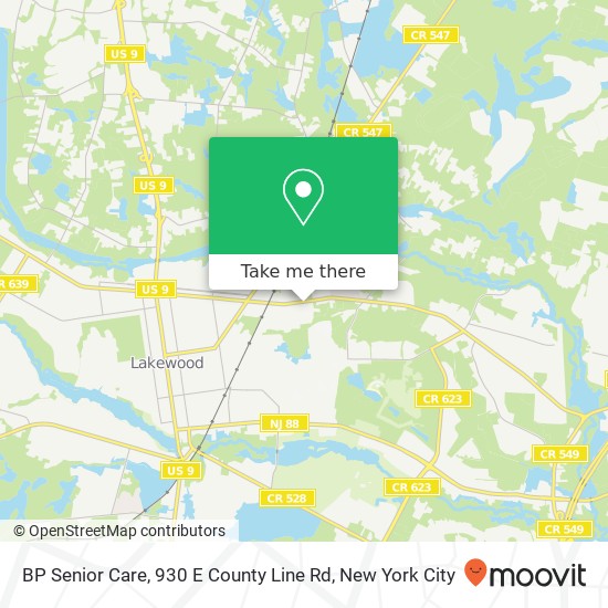 Mapa de BP Senior Care, 930 E County Line Rd