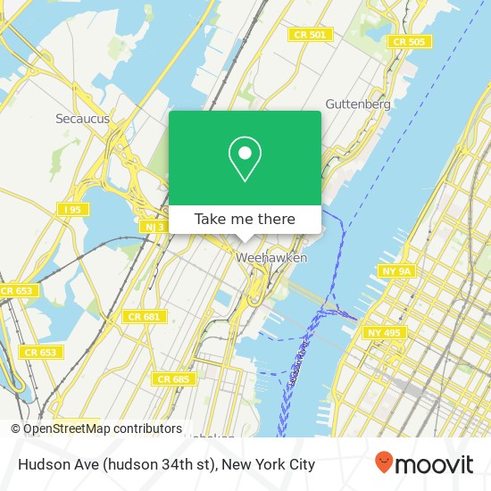 Mapa de Hudson Ave (hudson 34th st), Union City, NJ 07087