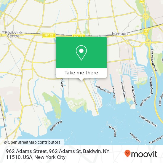 Mapa de 962 Adams Street, 962 Adams St, Baldwin, NY 11510, USA