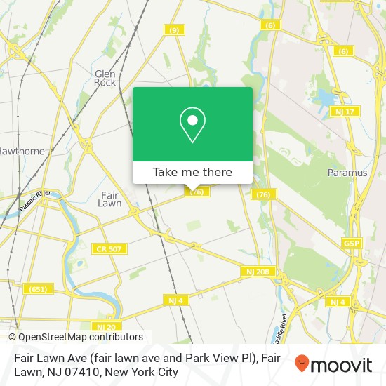 Mapa de Fair Lawn Ave (fair lawn ave and Park View Pl), Fair Lawn, NJ 07410