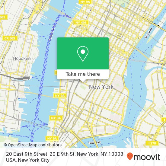 Mapa de 20 East 9th Street, 20 E 9th St, New York, NY 10003, USA