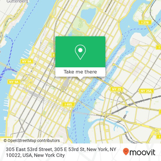 Mapa de 305 East 53rd Street, 305 E 53rd St, New York, NY 10022, USA
