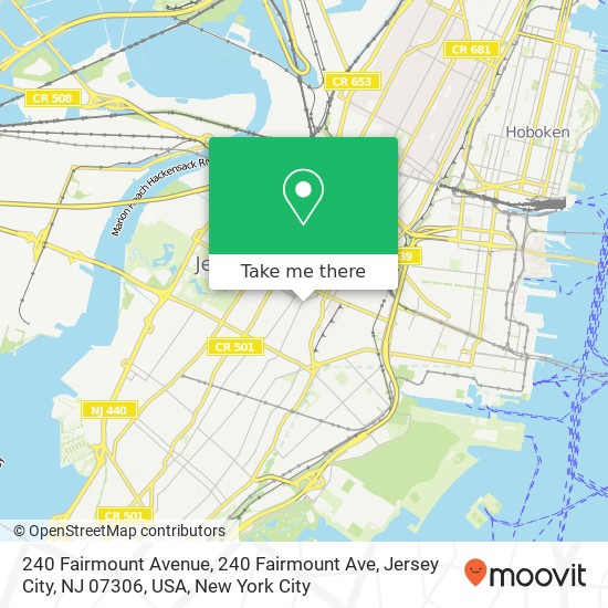 Mapa de 240 Fairmount Avenue, 240 Fairmount Ave, Jersey City, NJ 07306, USA