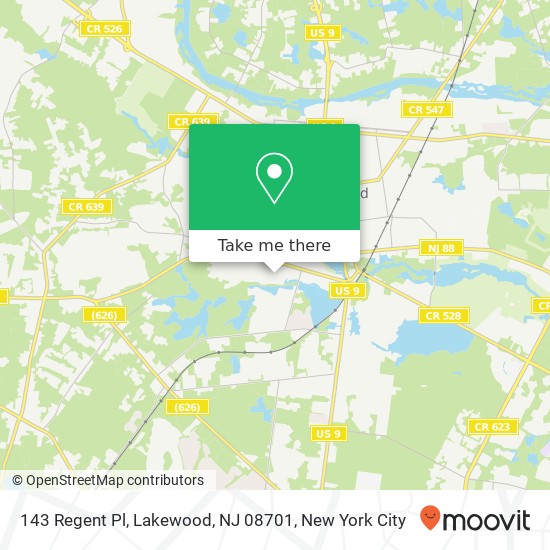 Mapa de 143 Regent Pl, Lakewood, NJ 08701