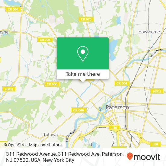 311 Redwood Avenue, 311 Redwood Ave, Paterson, NJ 07522, USA map
