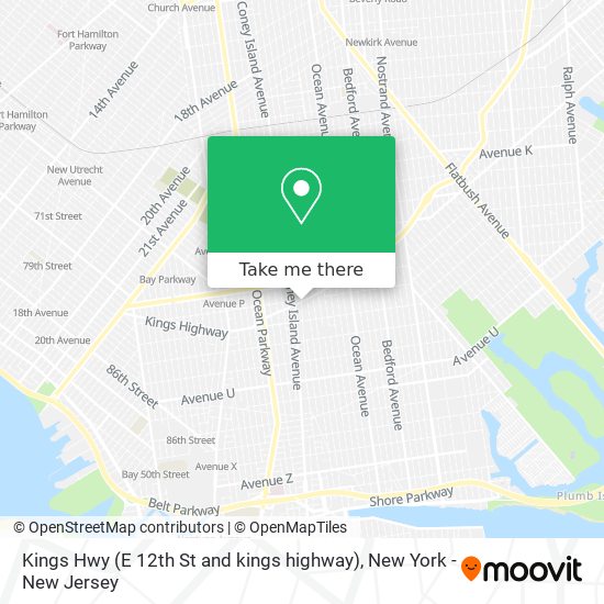 Kings Hwy (E 12th St and kings highway) map