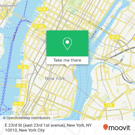 E 23rd St (east 23rd 1st avenue), New York, NY 10010 map