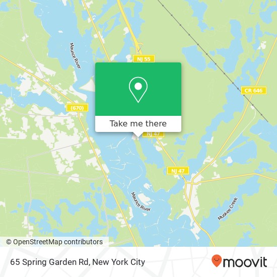 Mapa de 65 Spring Garden Rd, Millville (Maurice River), NJ 08332