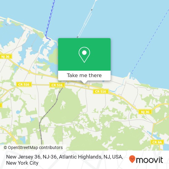 Mapa de New Jersey 36, NJ-36, Atlantic Highlands, NJ, USA